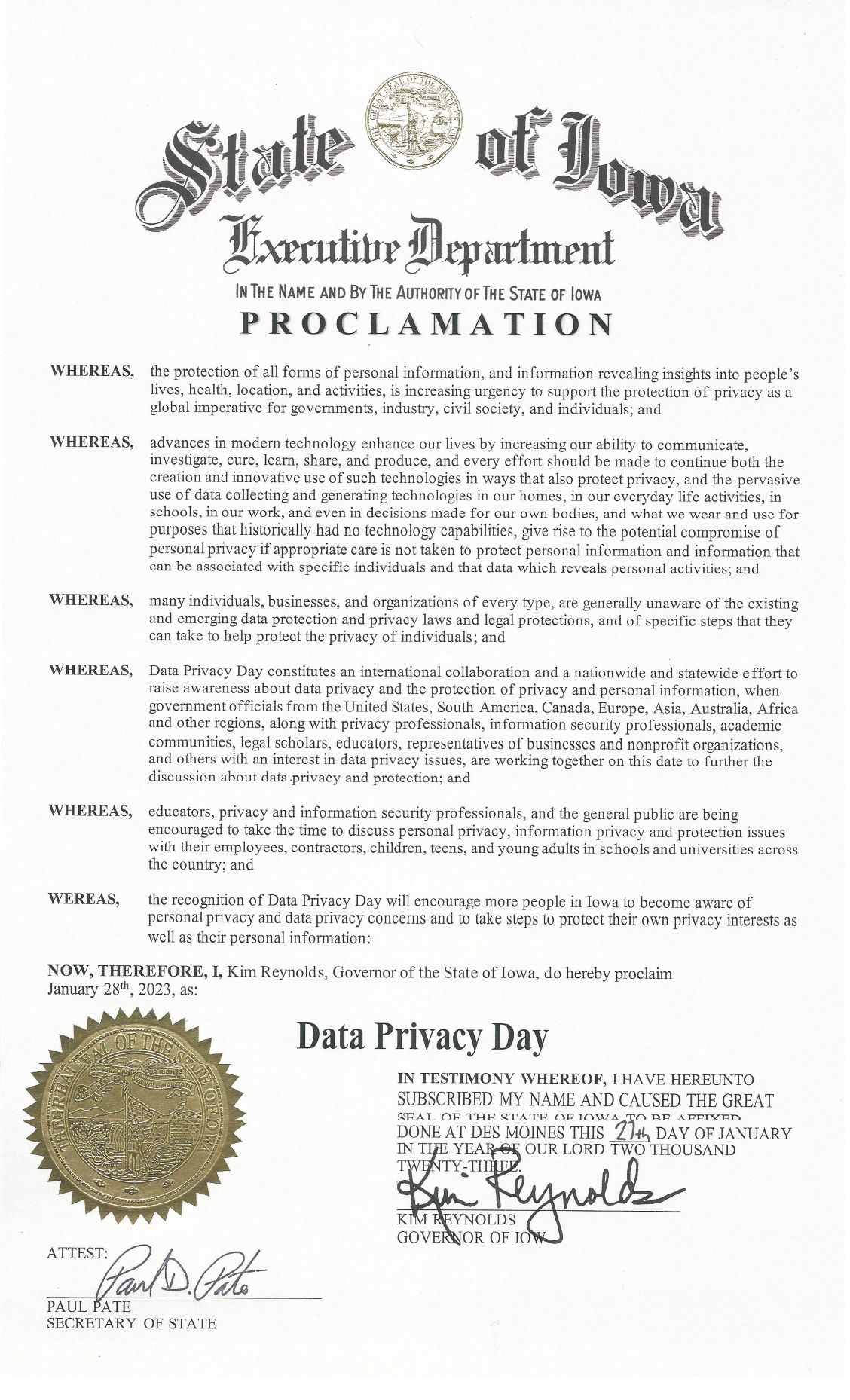 Data Privacy Day Proclamation